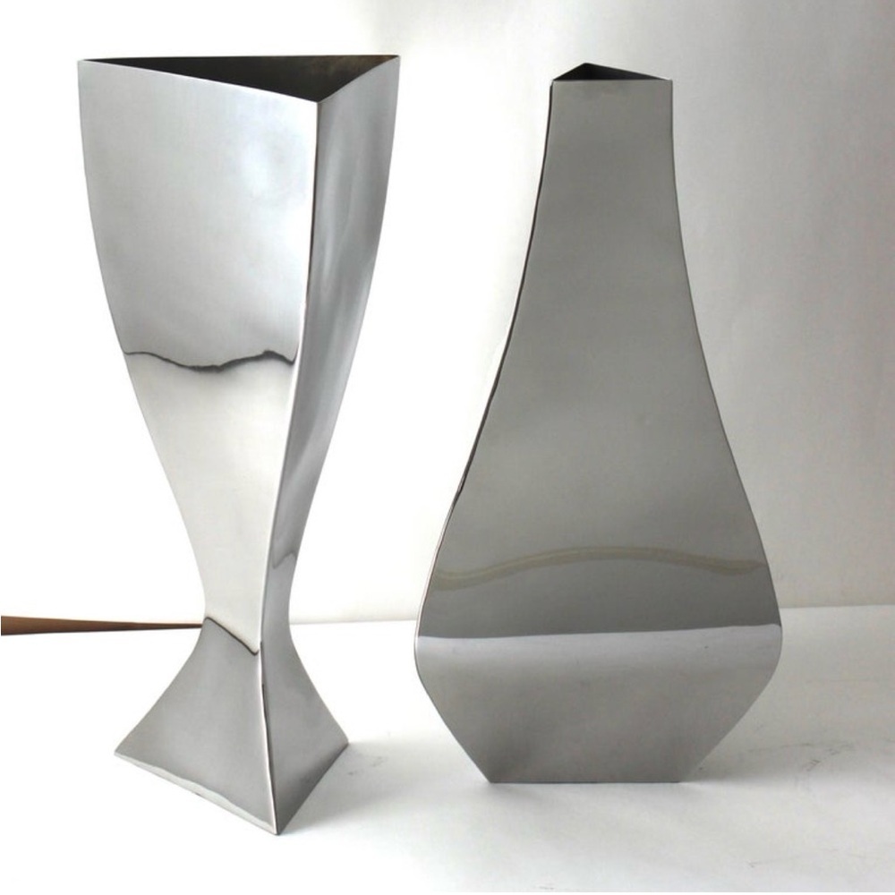 Michael Aram Set of Two Stainless Vases Relationship Collection Signed